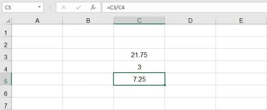 دالة الضرب والقسمة في Excel